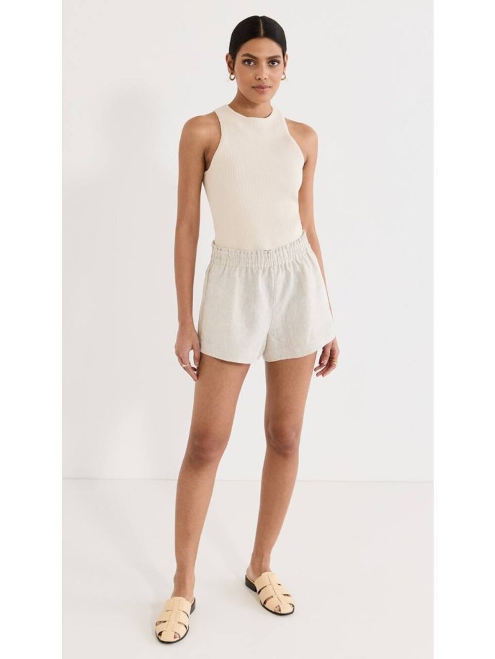Reformation Mila Linen Women's Shorts Size XS Elastic Waistband Pockets $98